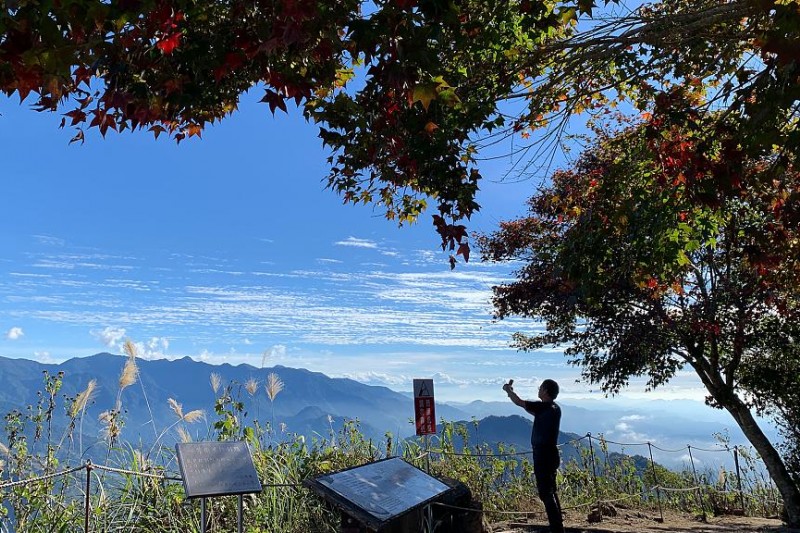 台灣北部賞楓秘境-馬拉邦山步道登頂後的壯麗景色。（圖／Tripbaa趣吧提供）