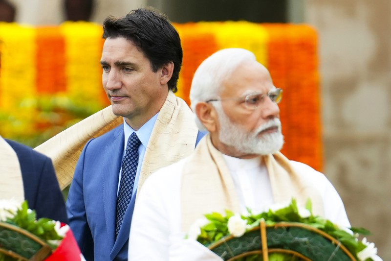 2023年9月10日，印度德里G20峰會，印度總理莫迪與加拿大總理杜魯道在開幕式上擦肩而過。（AP）
