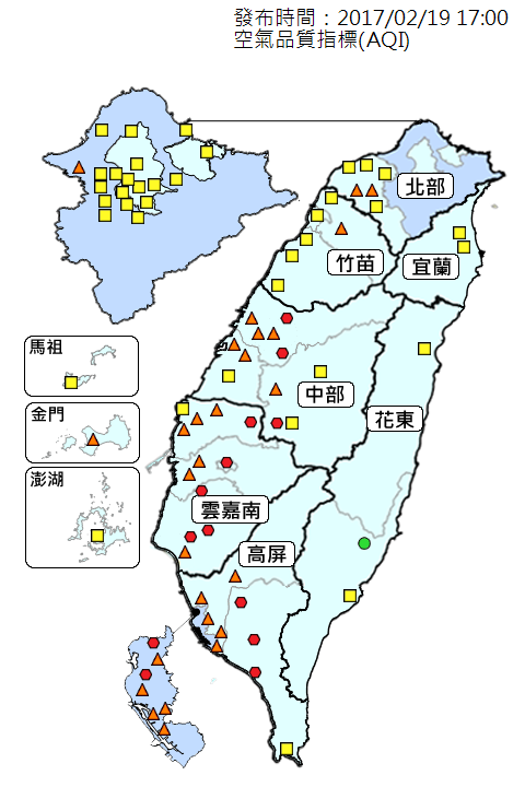 2017-02-19-19日台灣空氣品質指標AQI-取自環保署空氣品質監測網