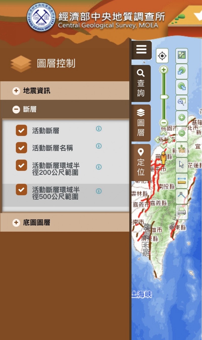 （圖／翻攝自經濟部中央地質調查所「臺灣活動斷層分布」網站）