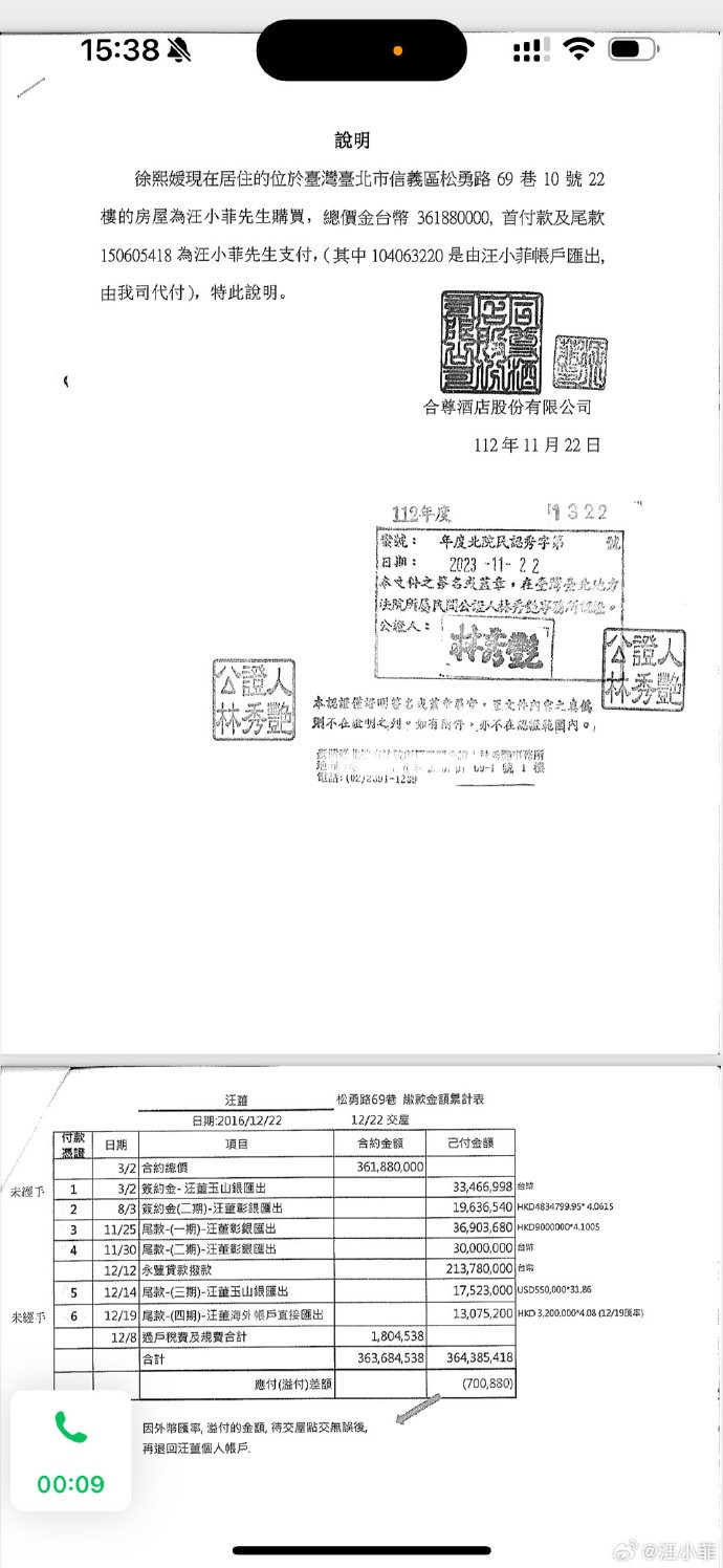 汪小菲證明自己有付錢。（圖／翻攝自微博／汪小菲）