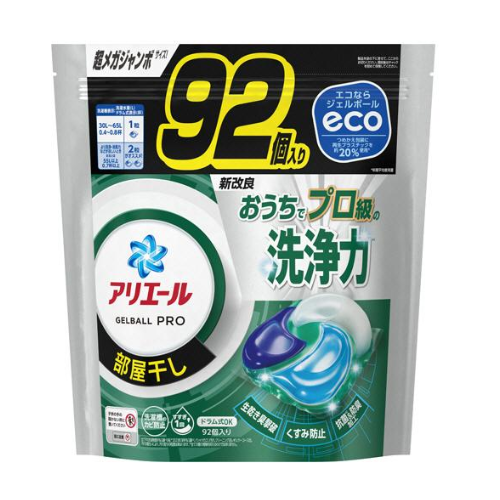 アリエール　ジェルボールプロ　部屋干し用　つめかえ　超メガジャンボ　９２個入り　洗濯洗剤