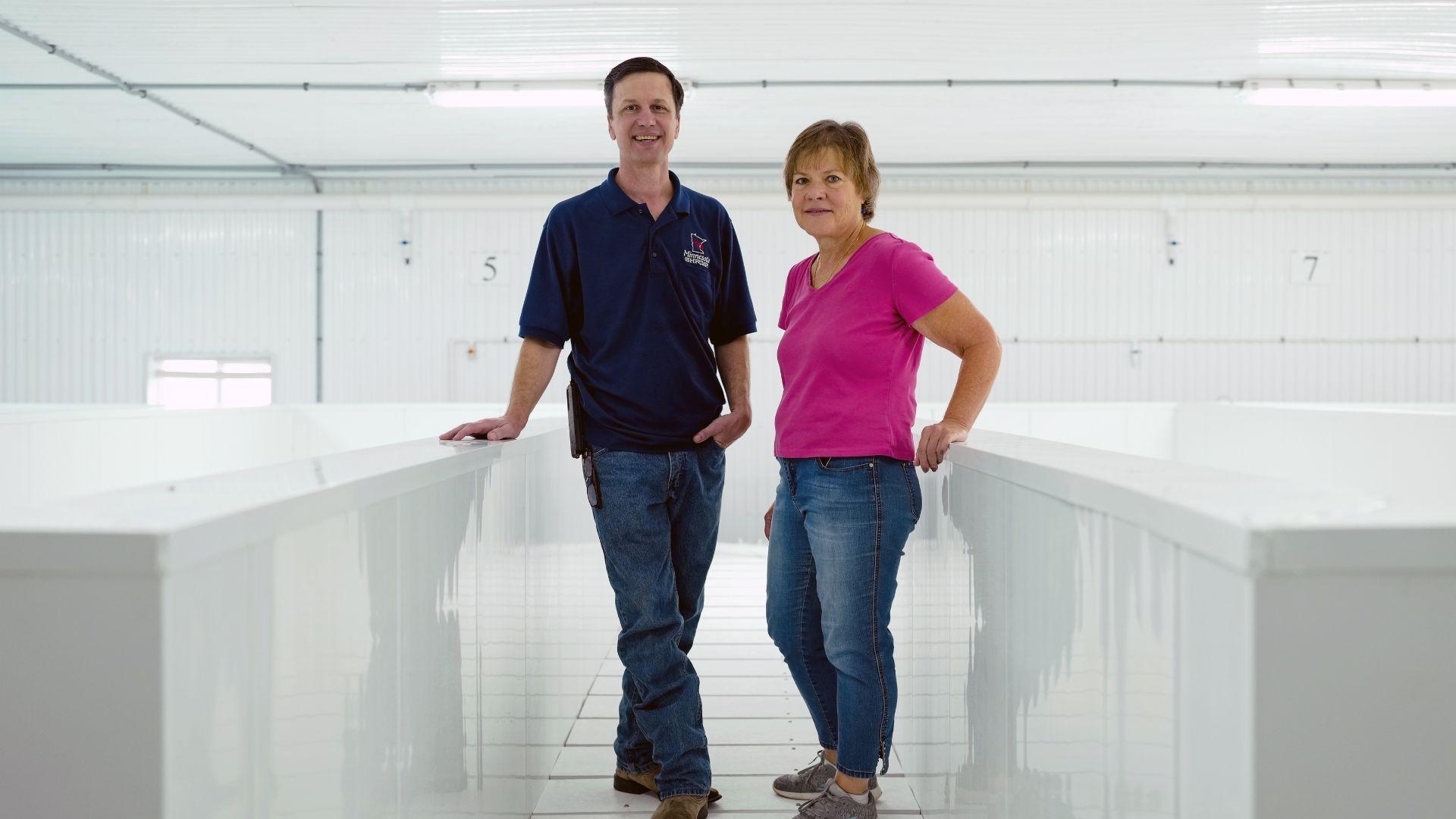 Paul Damhof and Barb Frank at the Simply Shrimp Farm.