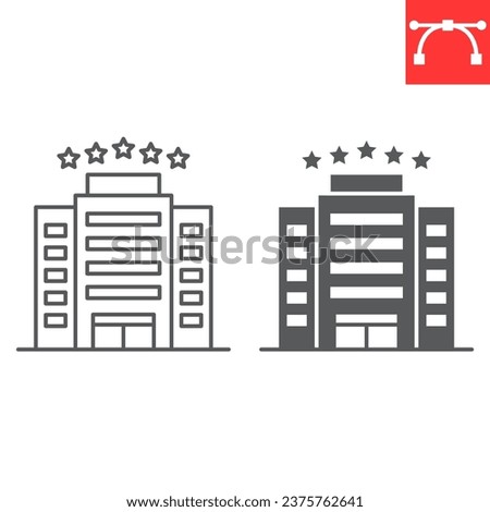 Hotel building line and glyph icon, travel and architecture, hotel vector icon, vector graphics, editable stroke outline sign, eps 10.