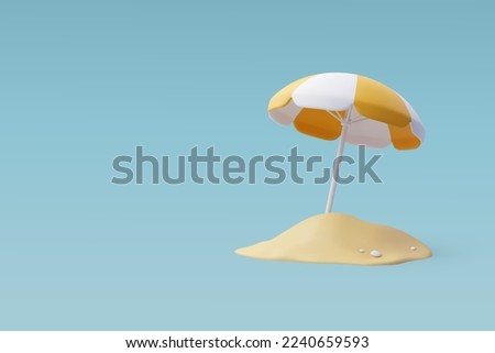 3d Vector Beach Yellow Umbrella, Summer holiday, Time to travel concept. Eps 10 Vector.