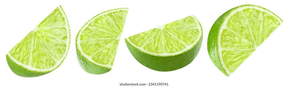 Set of delicious limes, isolated on white background