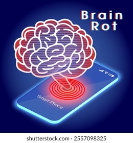 Brain Rot: The Impact on Young Adult Mental Health. Low-Quality Online Content.A visual commentary on the decline of critical thinking due to overexposure to low-quality social media content.