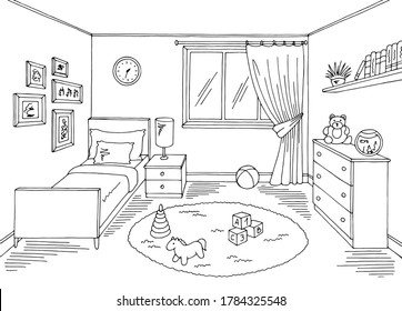 Cartoon bedroom black and white Images, Stock Photos & Vectors ...