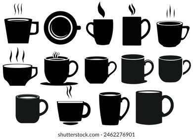 Coffee mug silhouette vectors. Silhouettes of coffee mugs.