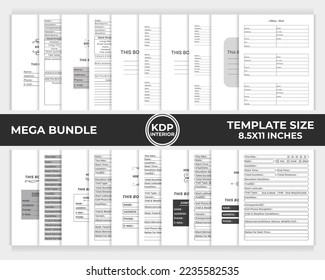 KDP interior bundle address book, hiking logbook and bird watching logbook unique template design