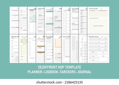 KDP Interior design Bundle. Low content book-Log book, tracker, daily planner, journal, Goal planner. eps 10