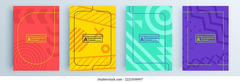 Moderne abstrakte Cover-Set, minimales Cover-Design. Farbiger geometrischer Hintergrund, Vektorgrafik.