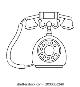 Retro phone vector icon.Outline vector icon isolated on white background retro phone.