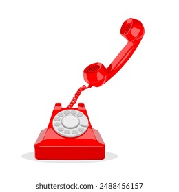 Retro telephones Illustration Vector. Old wire phones for call, antique dial telephone with handset on cord, vintage office radio cellphone phone. Illustration of a Vintage Telephone Vector Isolated.