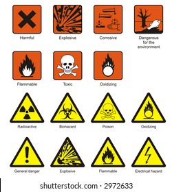 Science Laboratory Safety Chemical Hazard Signs Stock Vector (Royalty ...