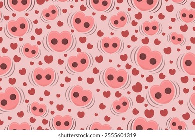 Seamless Pig Nose Love Pattern Vector Design
