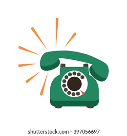 Vintage retro phone in a cartoon style flat. icon. Vector illustration