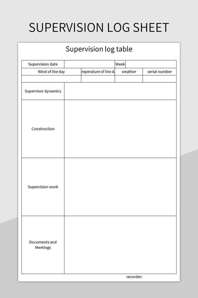 Supervision Log Sheet Excel Template And Google Sheets File For Free ...