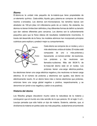 Evolución de los modelos atómicos | PDF