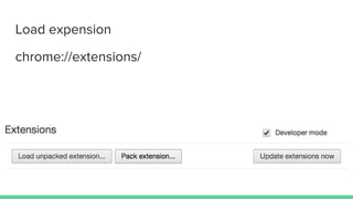 Load expension
chrome://extensions/
 