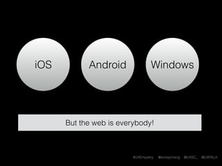 #UXEmpathy @anitaycheng @UXSC_ @UXPALA
Apple Developer Library
https://developer.apple.com/library/ios/documentation/
UserExperience/Conceptual/MobileHIG/
 