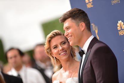 Scarlett Johansson, con Colin Jost, su tercer marido.