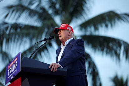 El expresidente Donald Trump en un acto de campaña en Florida, el 9 de julio de 2024