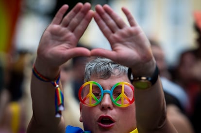 Una participante en el Orgullo Crítico, este viernes en Madrid. 