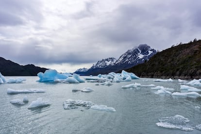 Vista de los glaciares en el Parque Nacional Torres del Paine, en Chile. 