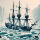 Escena imaginaria del Barco del Terror atrapado por el hielo. Fuente: ChatGPT / Eugenio Fdz.