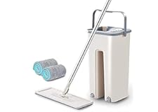 HORPIN Heavy Quality Floor Mop with Bucket, Flexible Kitchen tap Flat Squeeze Mop Bucket System Cleaning Supplies 360 Flexibl