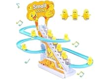 TEC TAVAKKAL Duck Slide Toy Set, Funny Automatic Stair-Climbing Ducklings Cartoon Race Track Set Little Lovely Duck Slide Toy