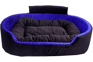 Furry Smile Letest Dog Beds, Dog Sofas & Chair with Collar, Indoor Outdoor Dog beds (3XL, Black & Blue)