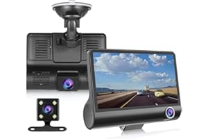 Enfogo 𝟏𝟓-𝐘𝐞𝐚𝐫 𝐖𝐚𝐫𝐫𝐚𝐧𝐭𝐲 3 Channel Dash Cam 1080P, Front, Inside & Rear Camera with Night Vision, G-Sensor, Loop