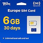 TSIM Europe & UK Sim Card 30 Day 6GB Data | Unlimited Local Calls & SMS + 2000 Minutes India Call | 5G Network | Hotspot Teth