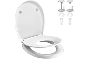 GRIFEMA G953 - Tapa WC, Asiento de Inodoro Universal en Forma de O, Dos en Uno para Adultos y Niños, Montaje rápido, Blanco [