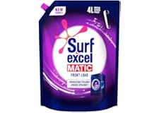 Surf Excel Matic Front Load Liquid Detergent 4L Refill Pouch, Designed for Tough Stain Removal on Laundry in Washing Machines