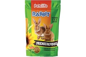 PETSLIFE Premium Rabbit Food with Essential Nutrients and High Fibre Content for Small & Adult Bunnies ,1kg