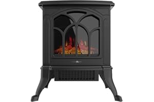 Cecotec Chimenea Eléctrica de Pie ReadyWarm 1500 Flames. 1500 W, 2 Niveles de Potencia, Termostato Ajustable y Control Indepe