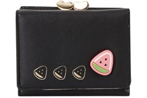 Valerie Cute Small Wallets Clutch for Teen Girl Women PU Leather Trifold Small Wallet Cash Pocket 3D Buckle Card Holder Coin 