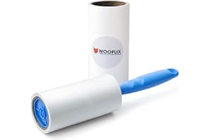 Wooflix Lint Remover with Handle, Protective Cover, and 2 Refills (120 Sheets) - Sticky Roller Brush for Clothes, Furniture, 