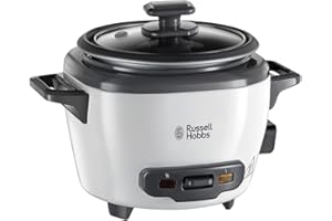 Russell Hobbs Kleine Rijstkoker, 3 Porties Rijst (0,4L), 600 Gram Per Keer, Automatische Warmhoudfunctie, RVS/Wit, Anti-aanba