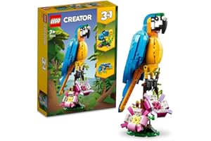 LEGO Creator 3 in 1 Exotische Papegaai Constructie Speelgoed voor Meisjes en Jongens met Kikker, Vis en Jungle Dier Figuren, 