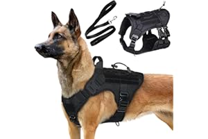 Kraftidy Dog Harness with Leash Small Medium & Large All Breeds for Dogs Harness Reflective Adjustable Belt Vest Harness (Tac