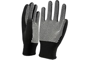 Peeruka Sports PVC-Dotted Cotton Gloves for Enhanced Grip - Ideal for Cricket, Biking, Outdoor Adventures, and Work (Pair, Bl