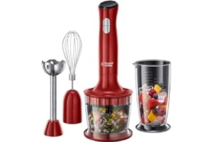 Russell Hobbs Desire 3-in-1 Staafmixer Rood, Mixen, kloppen en pureren, 2 Snelheden, Ergonomisch Handvat, Gemakelijk Reinigba