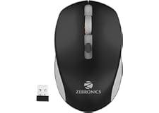 ZEBRONICS Zeb-Jaguar Wireless Mouse, 2.4GHz with USB Nano Receiver, High Precision Optical Tracking, 4 Buttons, Plug & Play, 