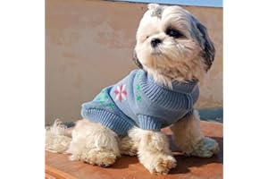 Lulala Turtleneck Dog Sweater - Winter Coat Apparel Classic Cable Knit Clothes with Leash Hole for Cold Weather, Ideal Gift f