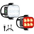 Glangeh Set Luci Bicicletta LED Ultra Sottile, USB Ricaricabile & Impermeabile IP65 Luce Bici Anteriore e Posteriore, 4+6 Mod