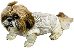 Lulala Winter Coat for Dog Pet Jacket Winter Coat Plus Thickness Corduroy Coat with Pockets for Dogs (Beige-18 Inch)